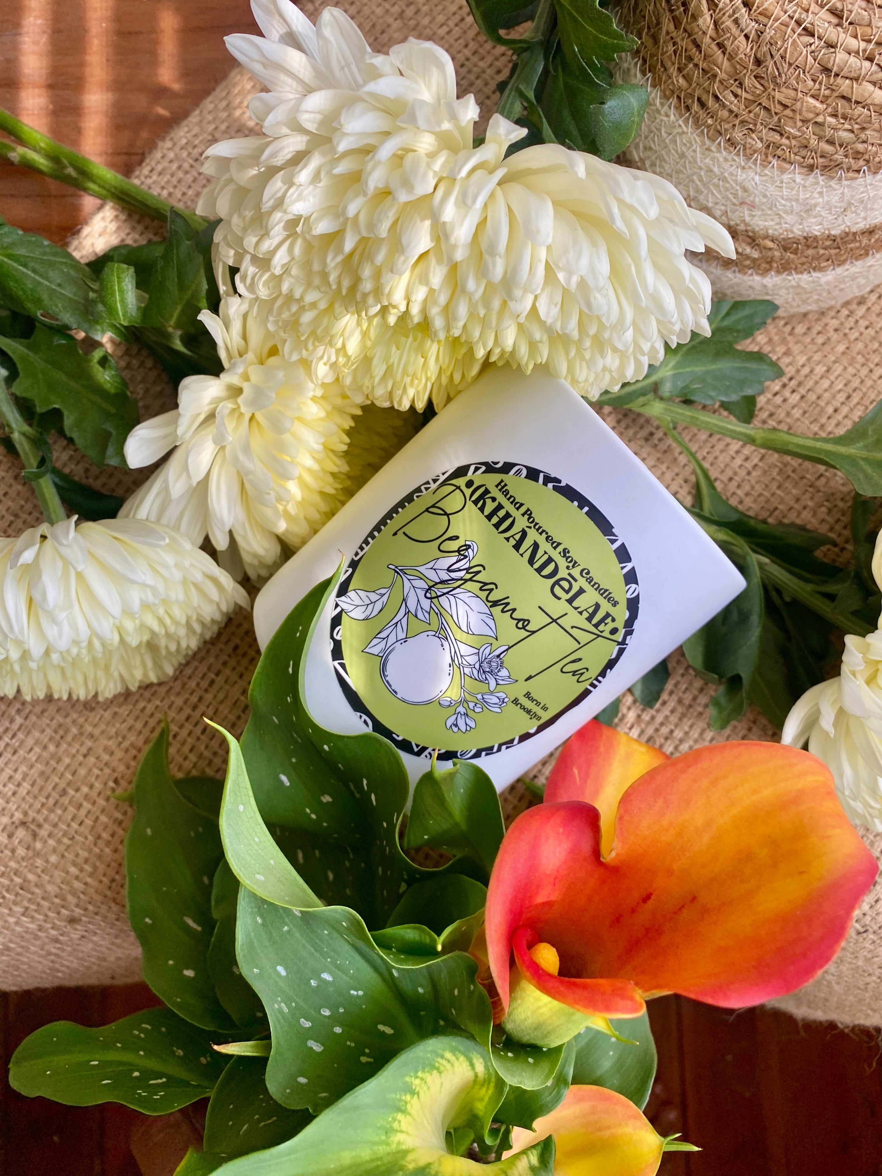 Light it. Stay a while. Bergamot Tea coconut-soy candle