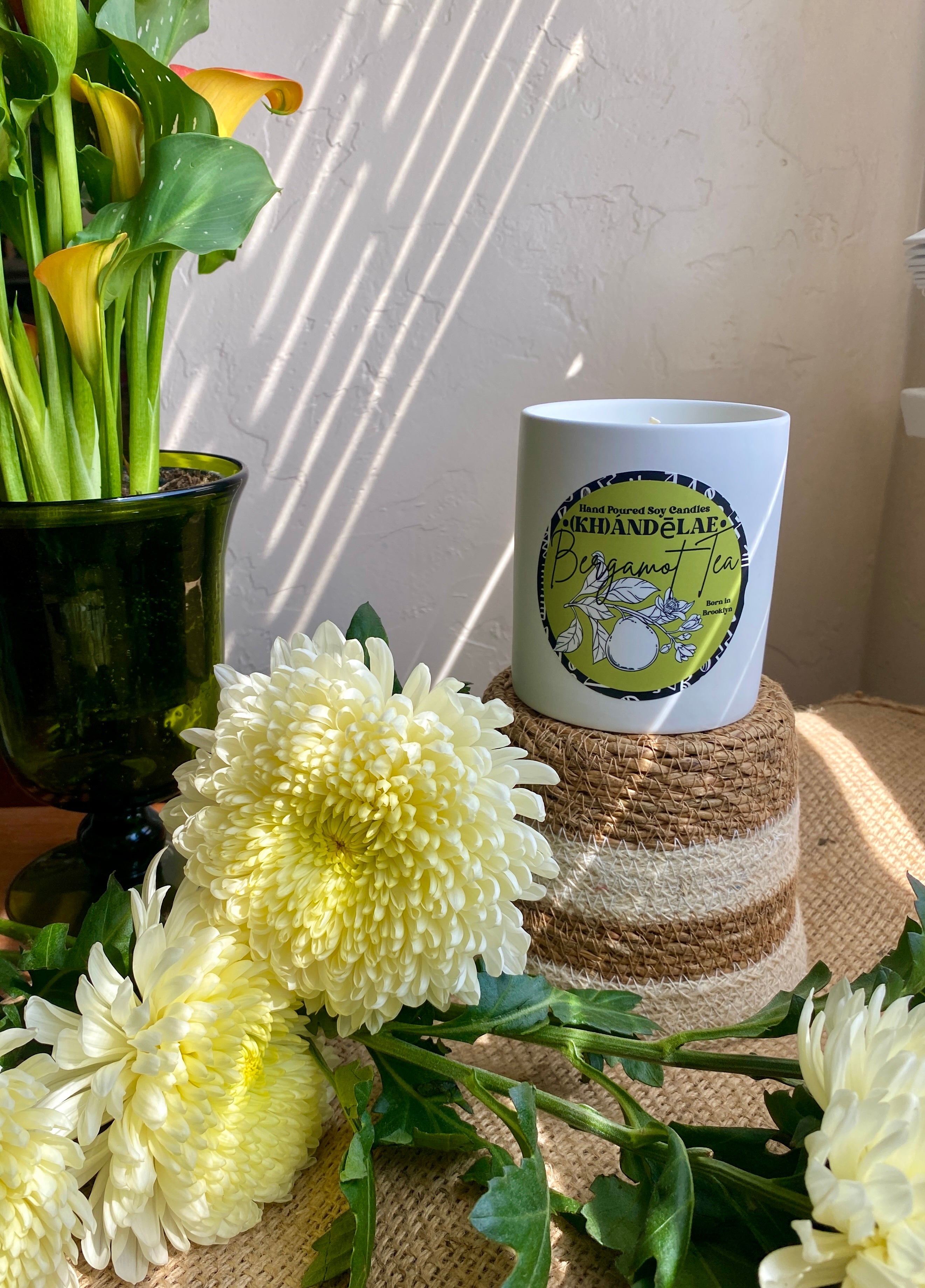 Light it. Stay a while. Bergamot Tea coconut-soy candle