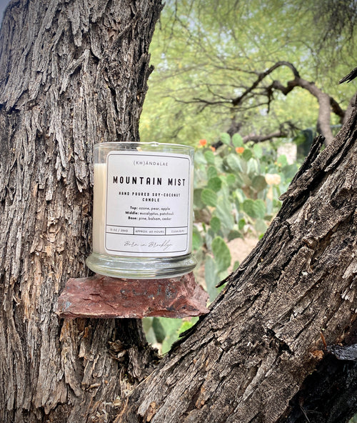 Light it. Go There. Mountain Mist coconut-soy candle